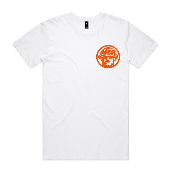 KOMATSU ORANGE LOGO TEE — Dirty Roger Staple Tee